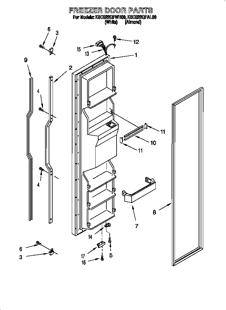 KitchenAid KSCS22QFAL00 freezer door diagram