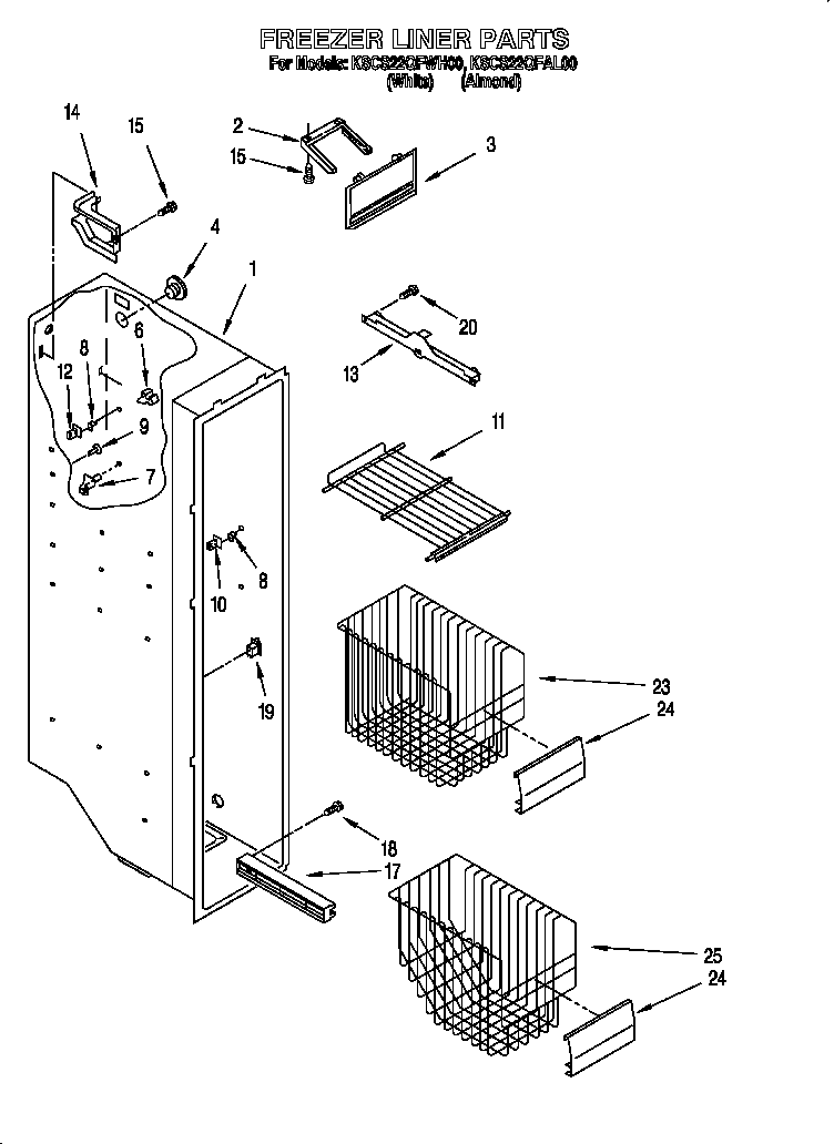 KitchenAid KSCS22QFAL00 freezer liner diagram