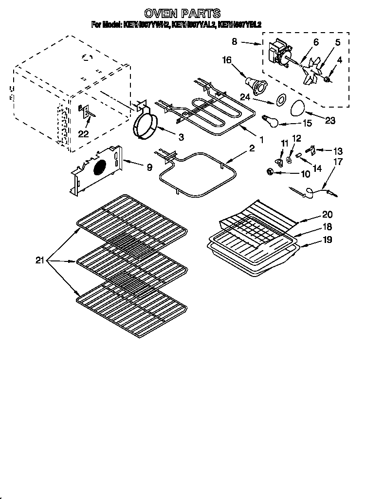 KitchenAid KERH507YAL2 oven diagram
