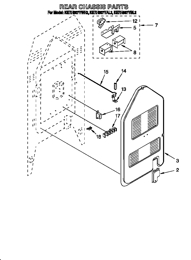 KitchenAid KERH507YAL2 rear chassis diagram