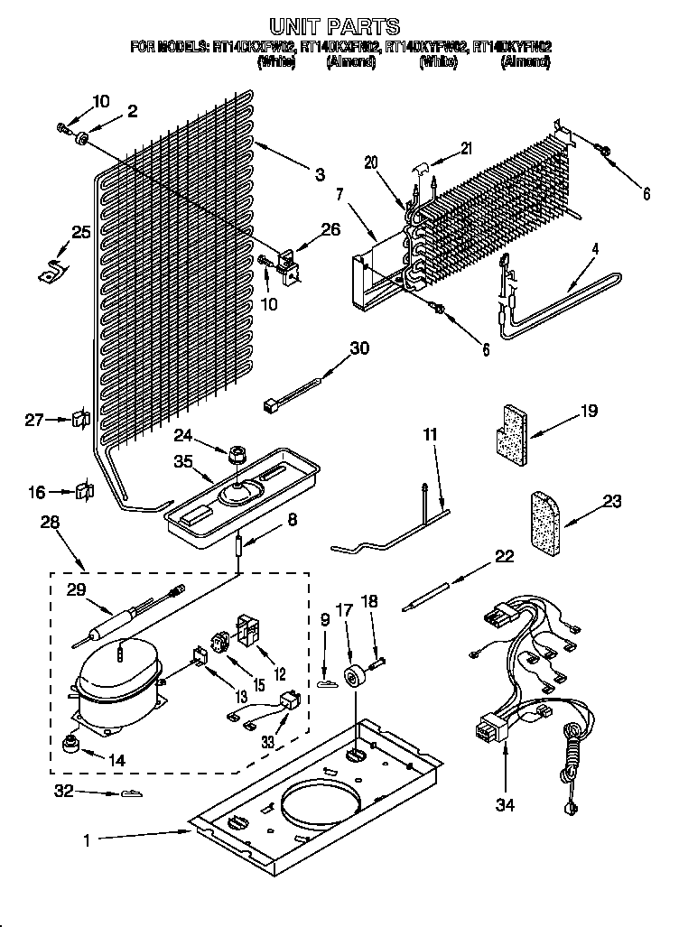 Roper RT14DKXFW02 unit diagram