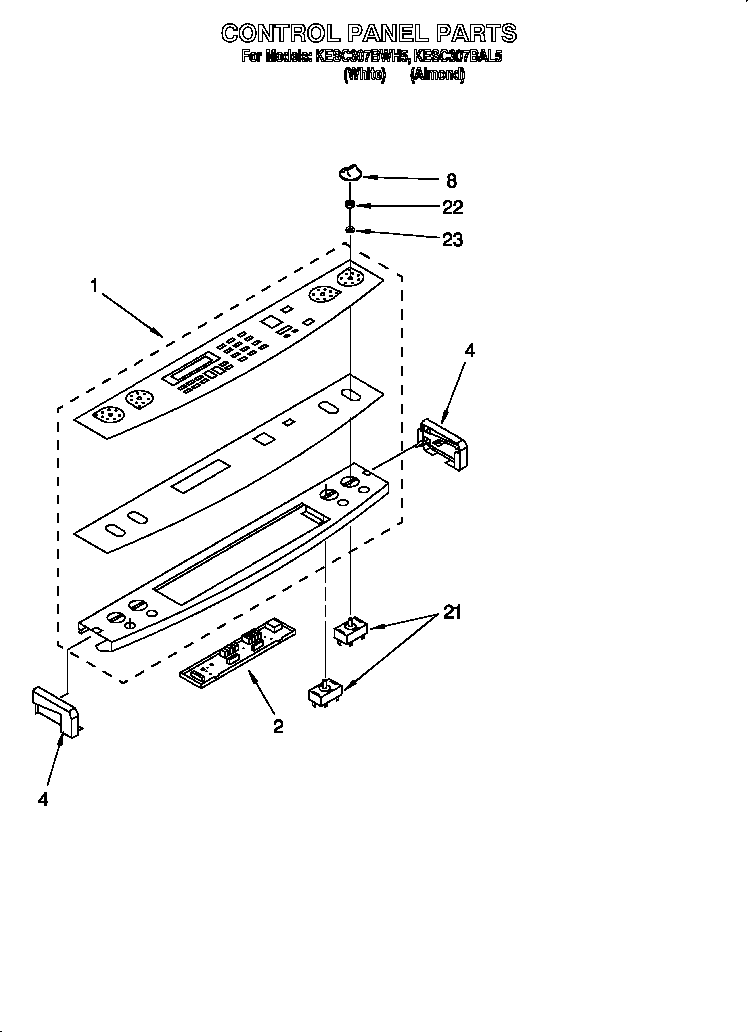 KitchenAid KESC307BAL5 control panel diagram