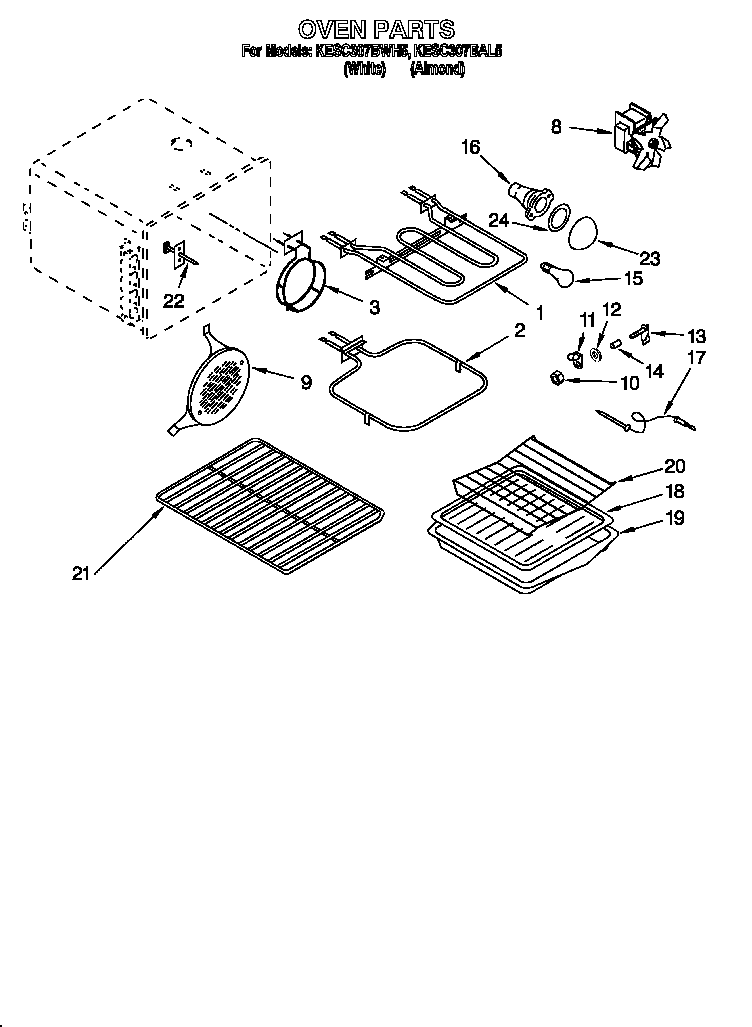 KitchenAid KESC307BAL5 oven diagram