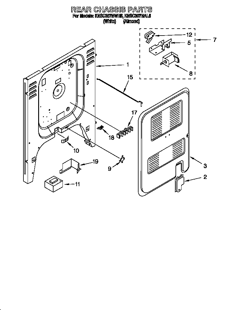 KitchenAid KESC307BAL5 rear chassis diagram