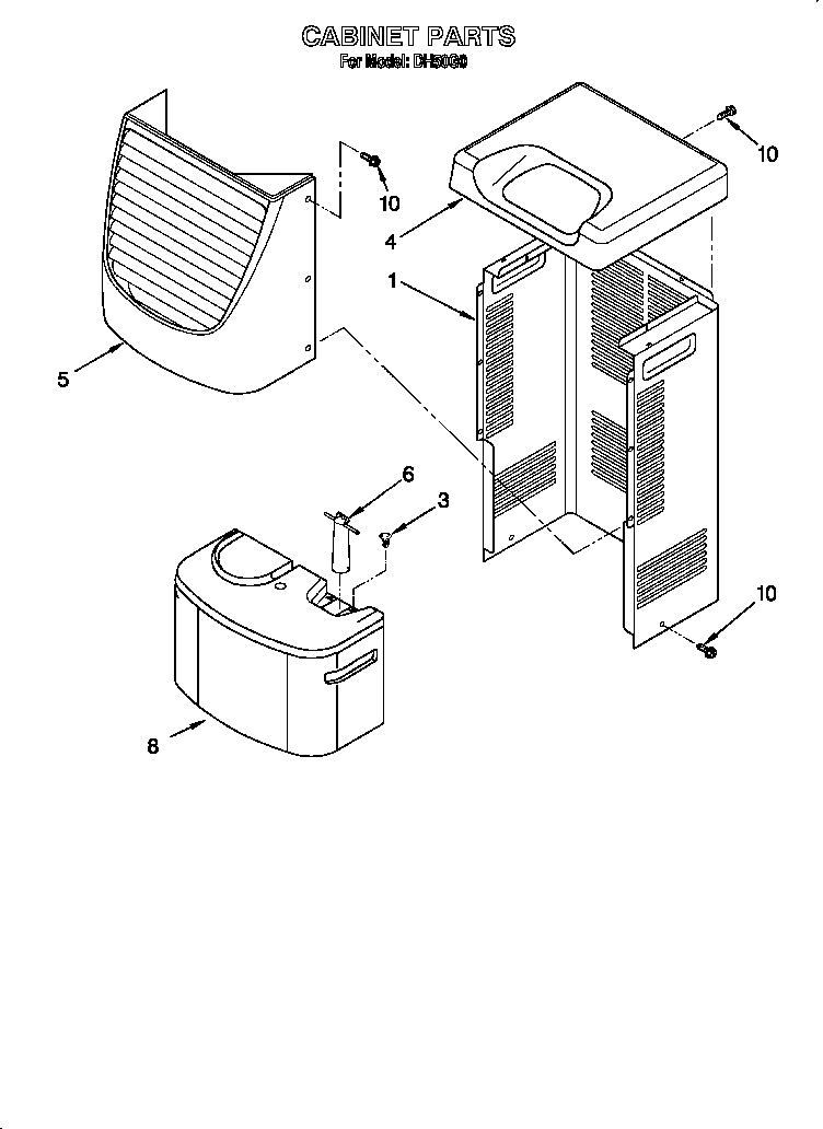 Comfort-Aire DH50G0 cabinet diagram