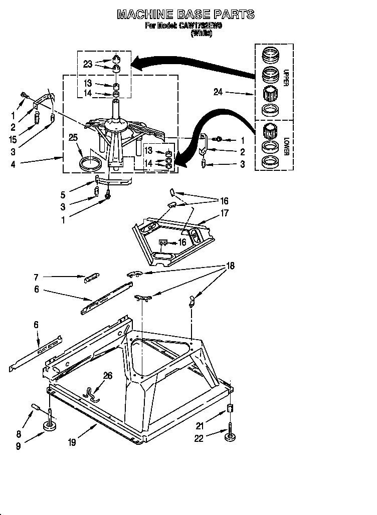 Whirlpool CAW1762EW0 machine base diagram