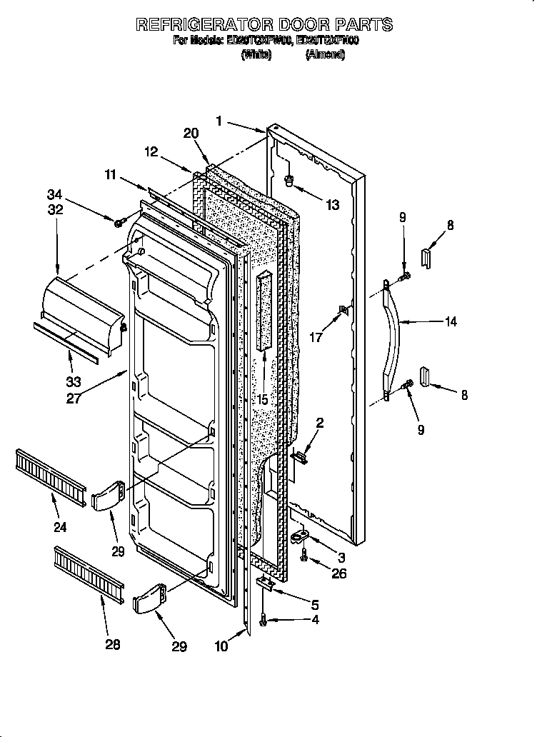 Whirlpool ED20TQXFN00 refrigerator door diagram