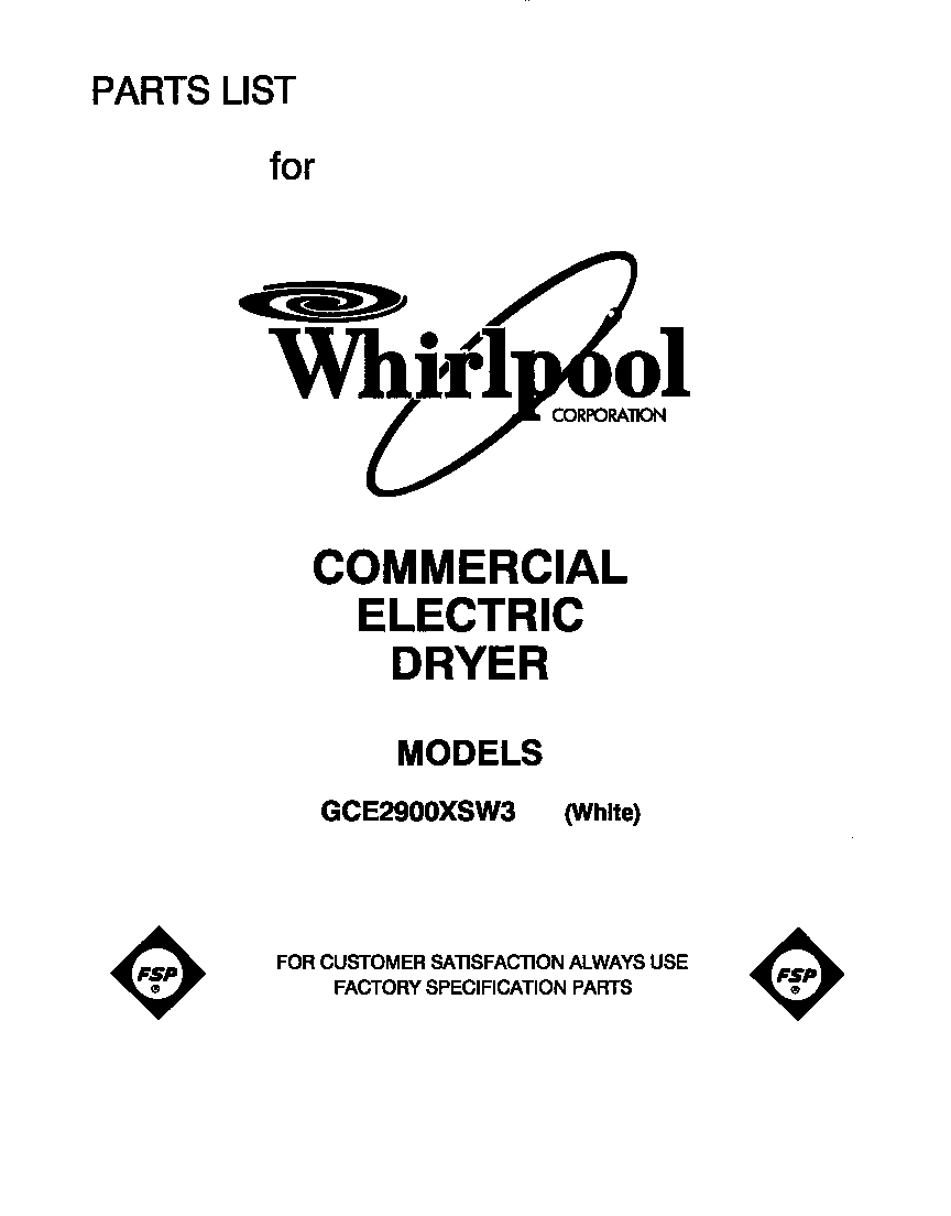Whirlpool GCE2900XSW3 front cover diagram