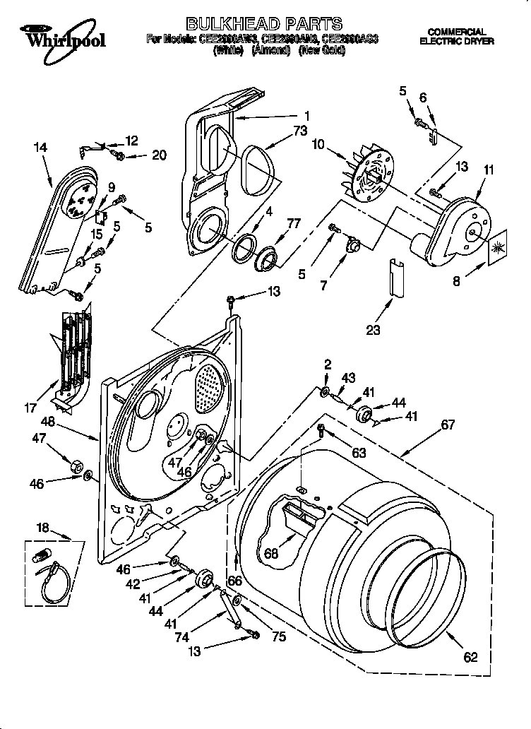 Whirlpool CEE2990AN3 bulkhead diagram