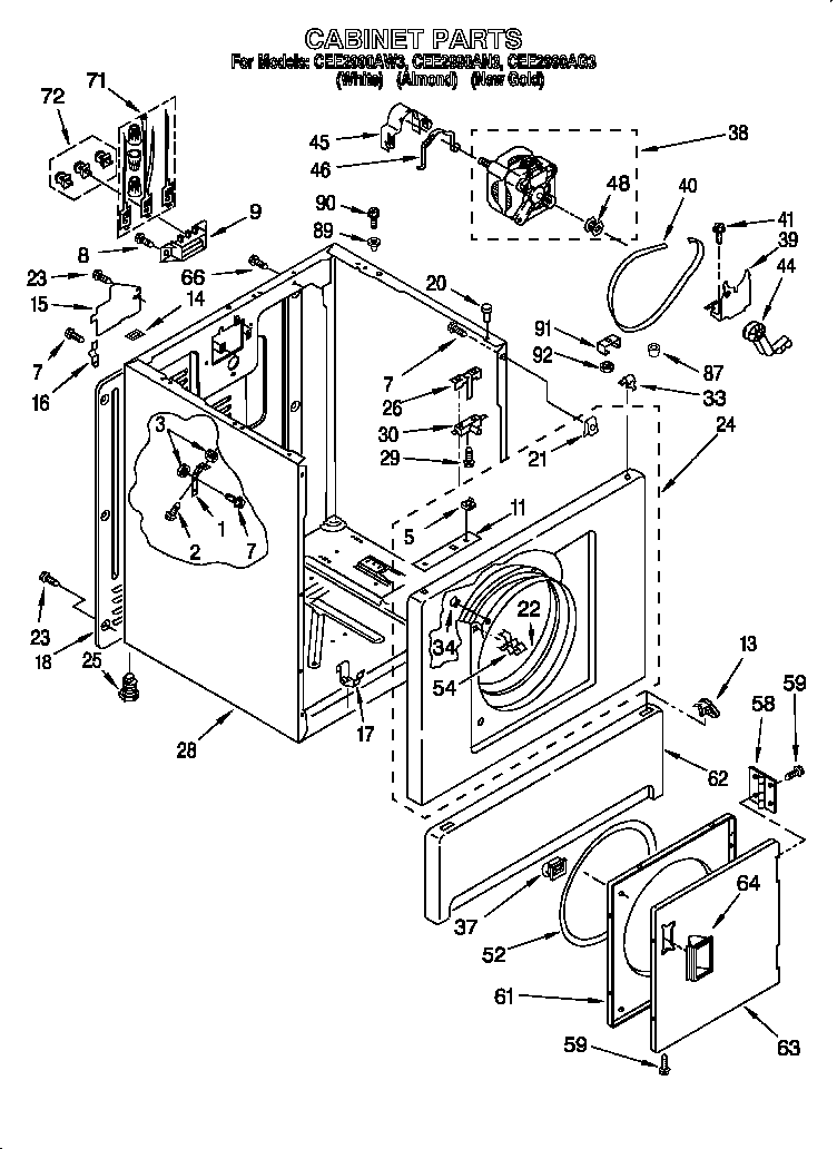 Whirlpool CEE2990AN3 cabinet diagram