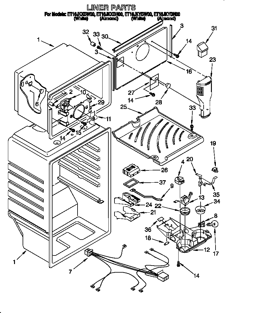 Whirlpool ET16JKXBW00 liner diagram