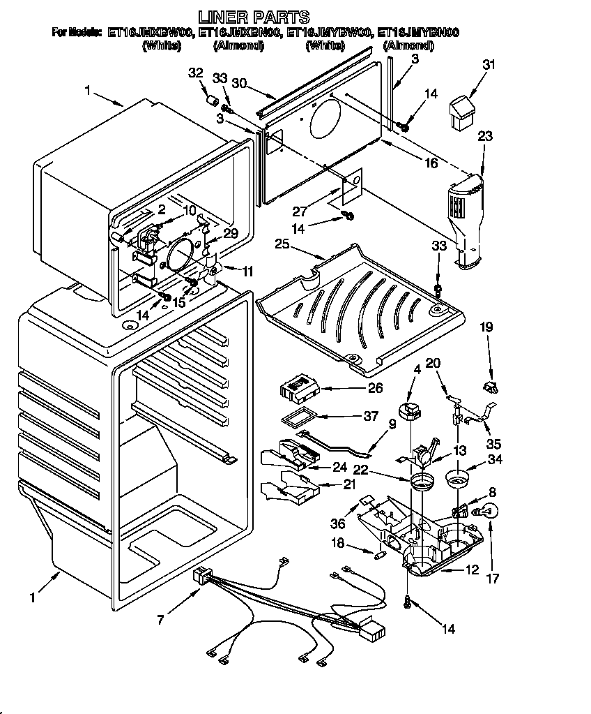 Whirlpool ET16JMXBW00 liner diagram