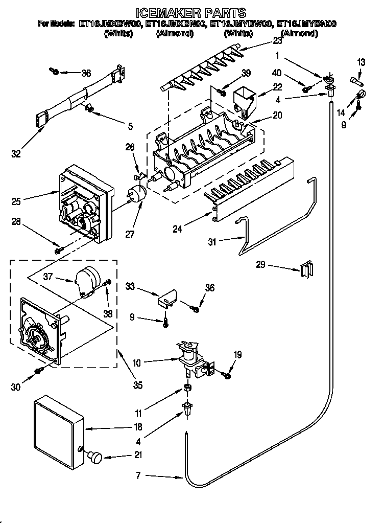 Whirlpool ET16JMXBW00 icemaker diagram