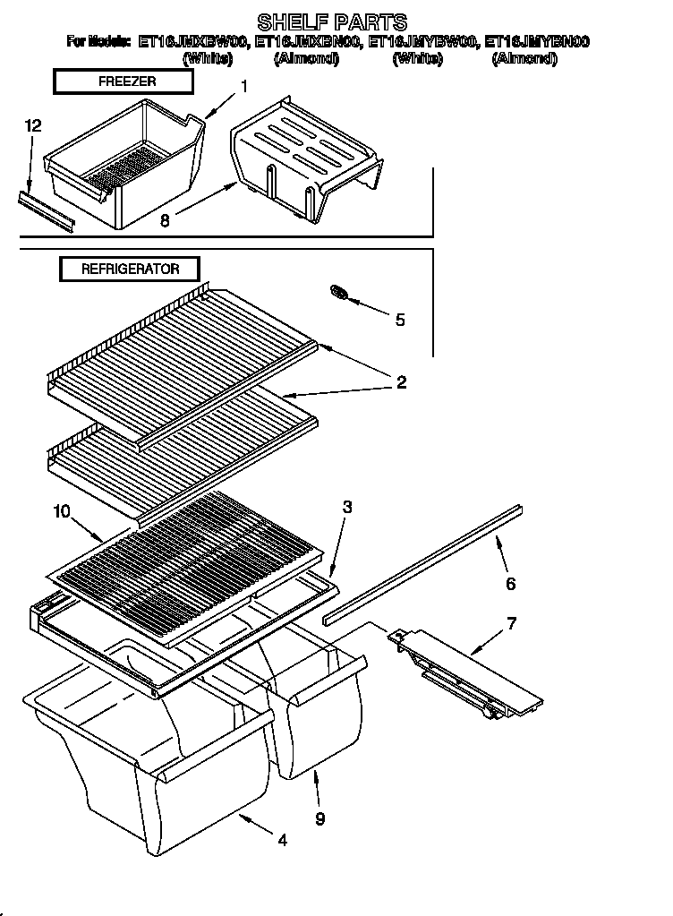 Whirlpool ET16JMXBW00 shelf diagram