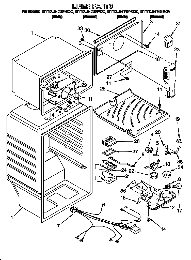 Whirlpool ET17JMYBW00 liner diagram