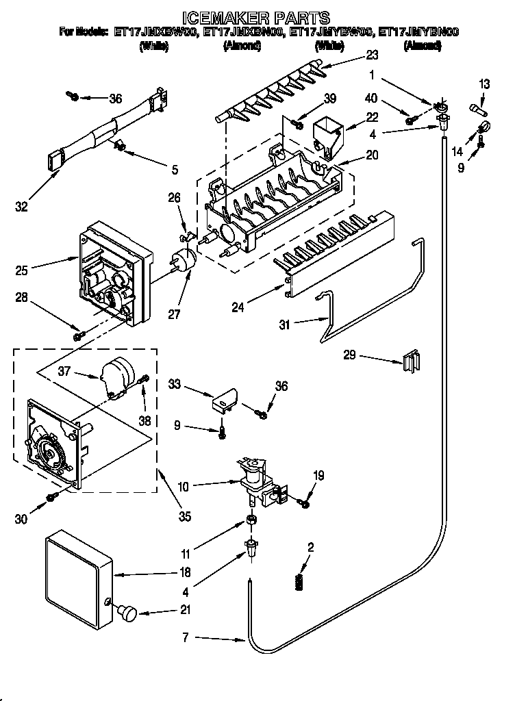 Whirlpool ET17JMYBW00 icemaker diagram