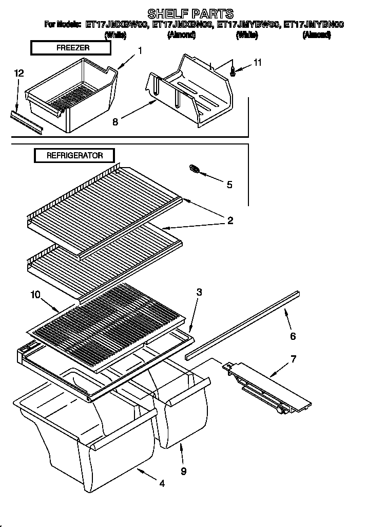Whirlpool ET17JMYBW00 shelf diagram