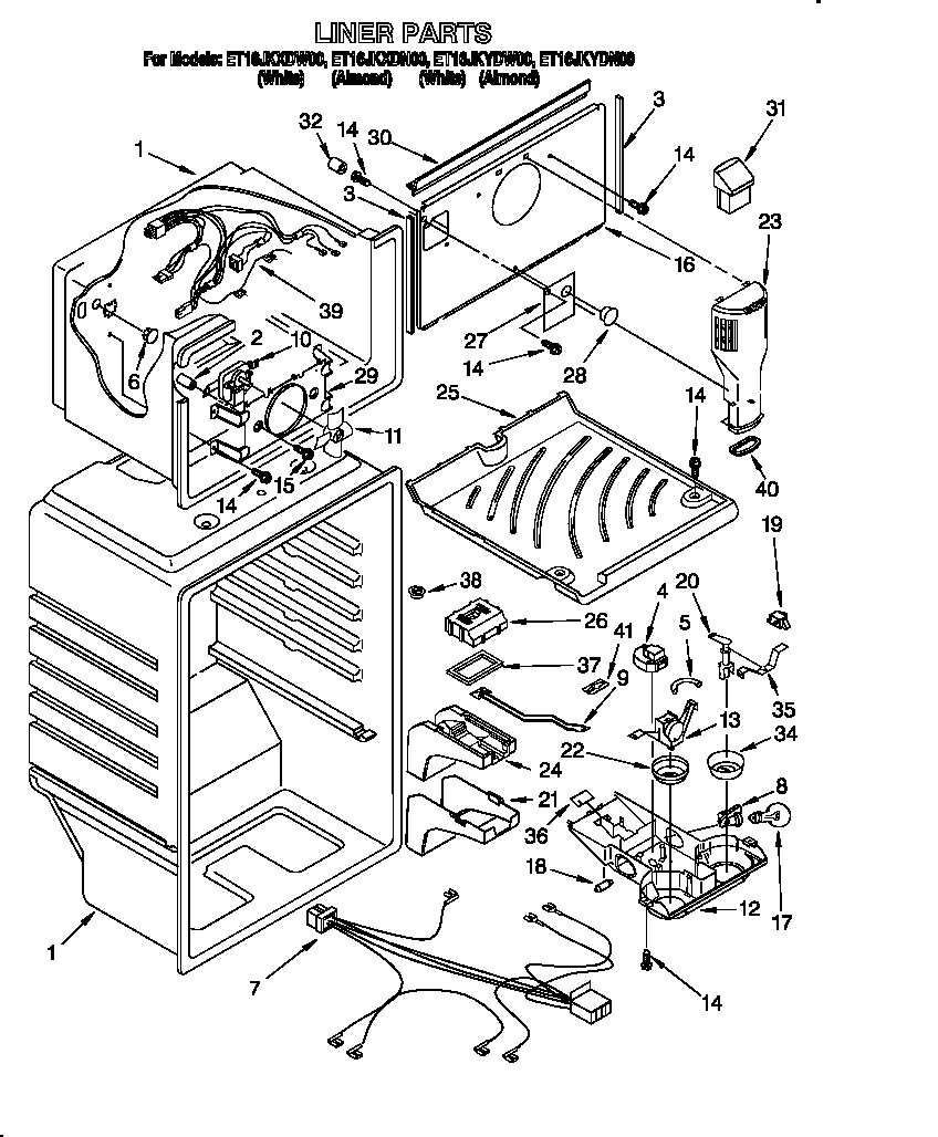 Whirlpool ET16JKYDN00 liner diagram