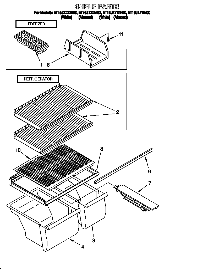 Whirlpool ET16JKYDN00 shelf diagram