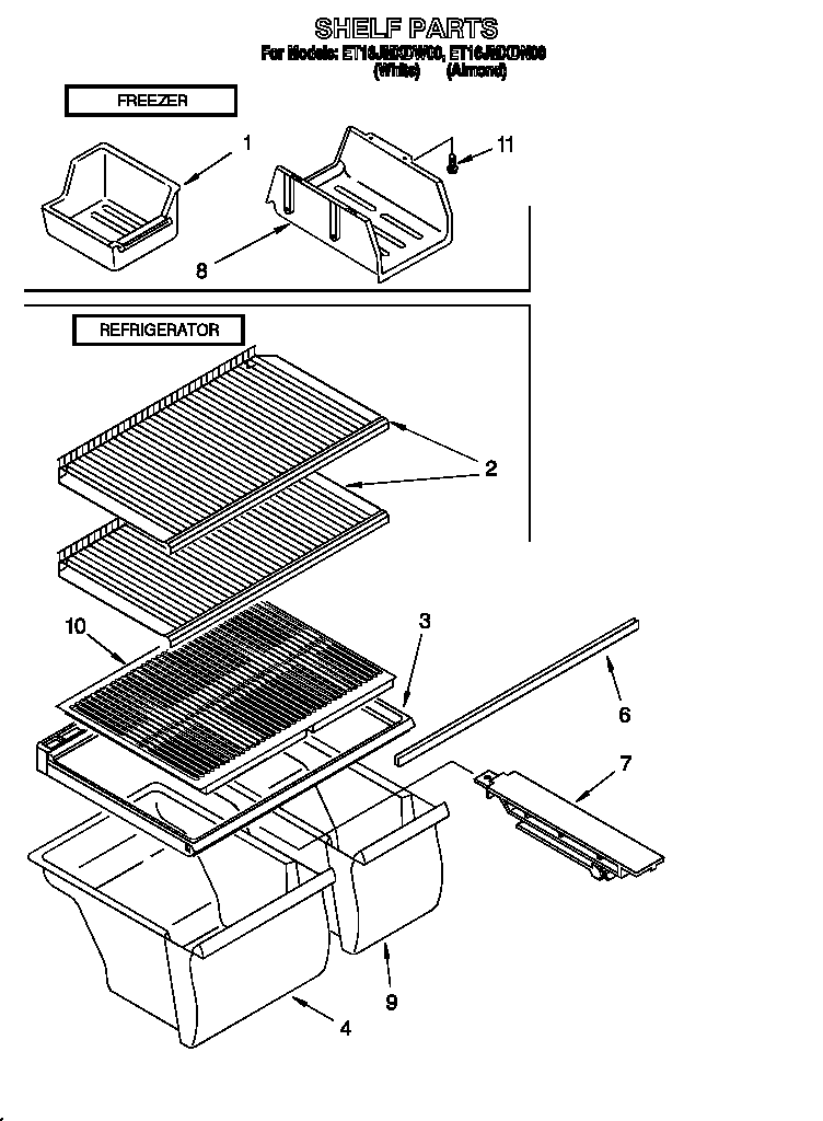 Whirlpool ET16JMXDW00 shelf diagram