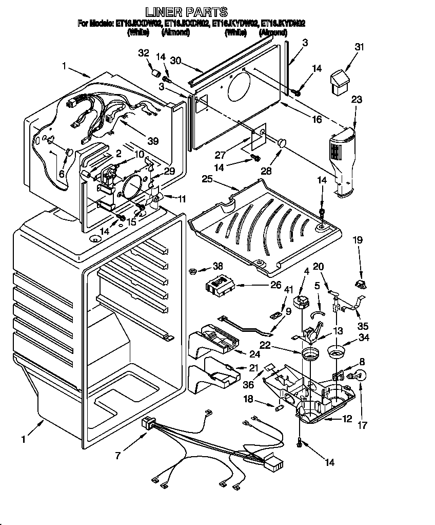 Whirlpool ET16JKYDW02 liner diagram
