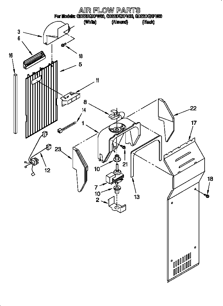 Whirlpool GD22DQXFW00 air flow diagram