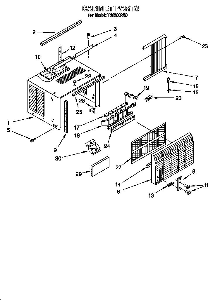 Whirlpool TA05002G0 cabinet diagram