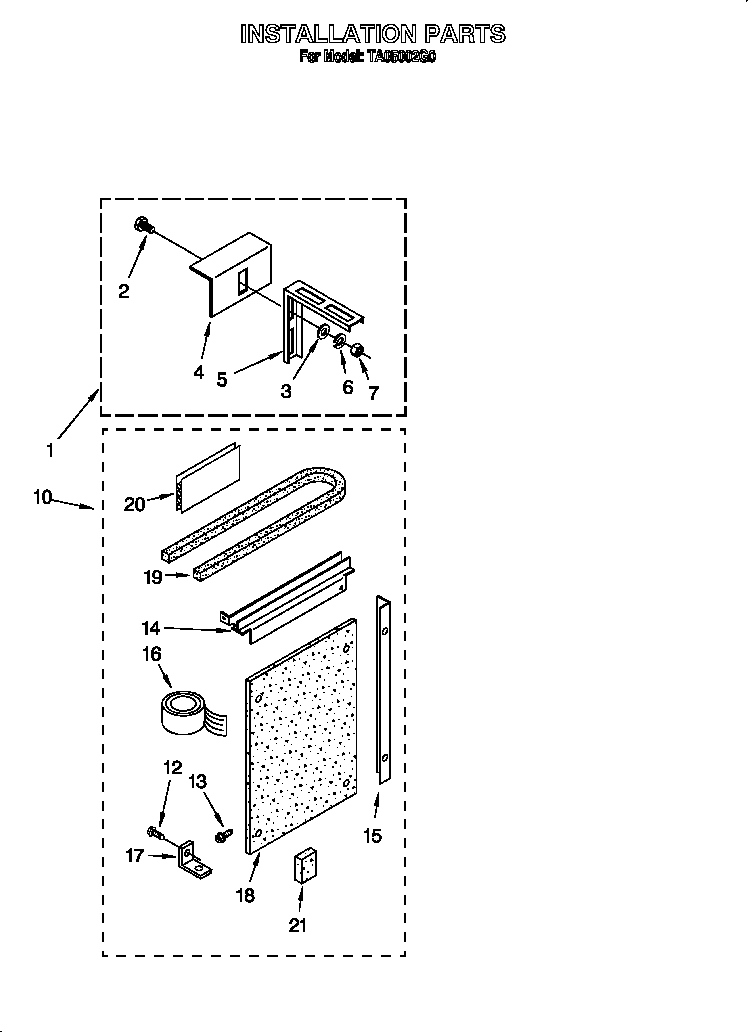 Whirlpool TA05002G0 installation diagram