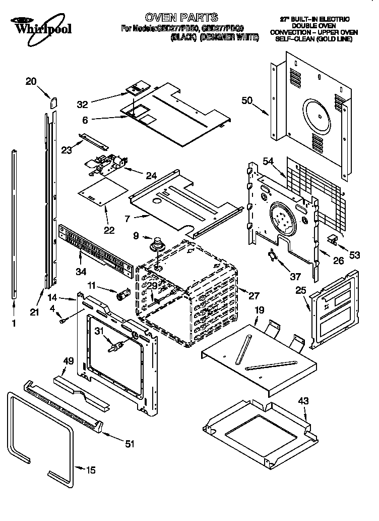 Whirlpool GBD277PDB0 oven diagram
