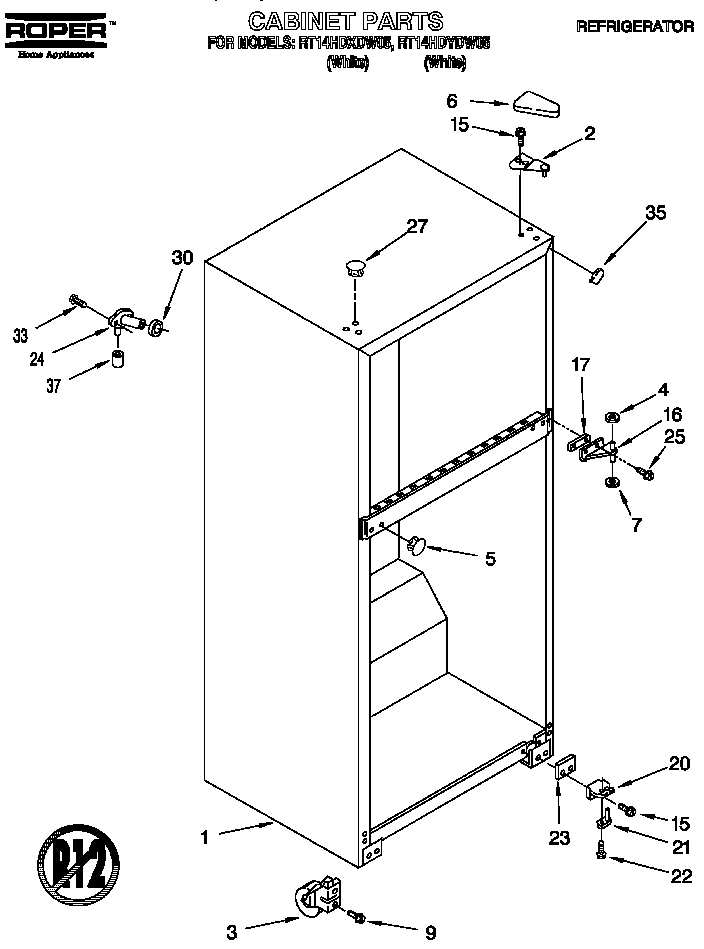 Roper RT14HDXDN05 cabinet diagram