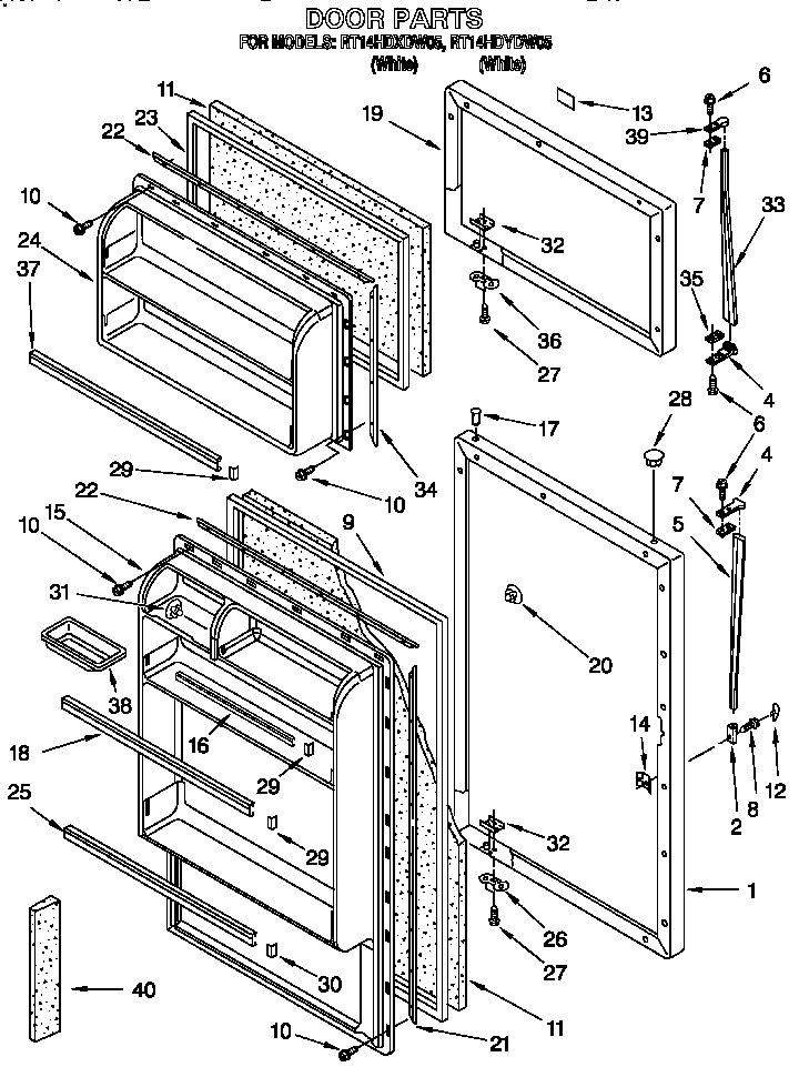 Roper RT14HDXDN05 door diagram