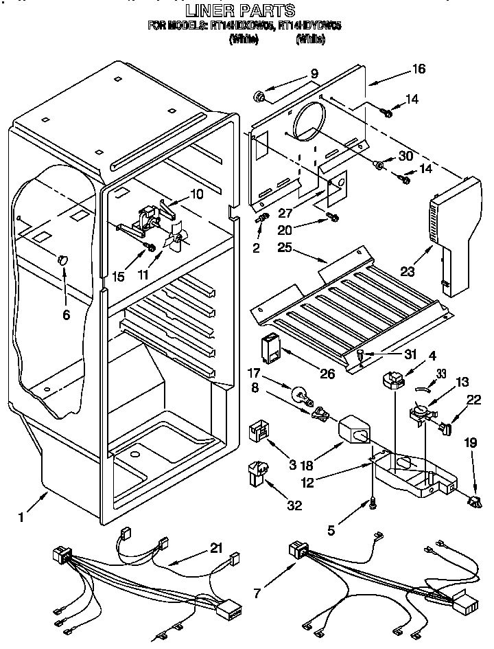 Roper RT14HDXDN05 liner diagram