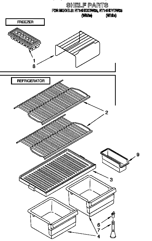 Roper RT14HDXDN05 shelf diagram