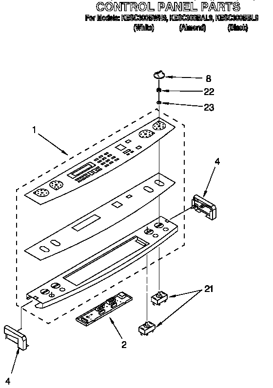 KitchenAid KESC300BWH9 control panel diagram
