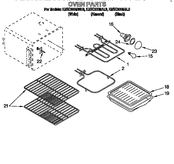 KitchenAid KESC300BWH9 oven diagram