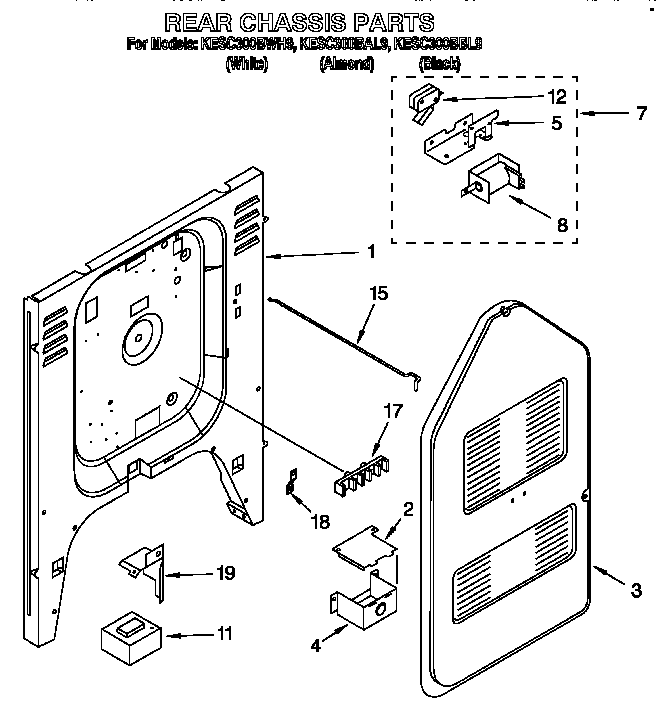 KitchenAid KESC300BWH9 rear chassis diagram