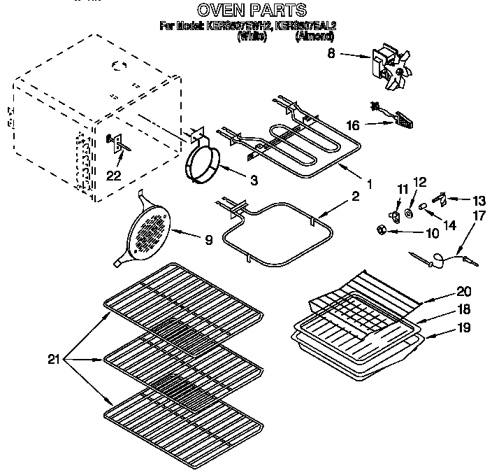 KitchenAid KERS507EWH2 oven diagram