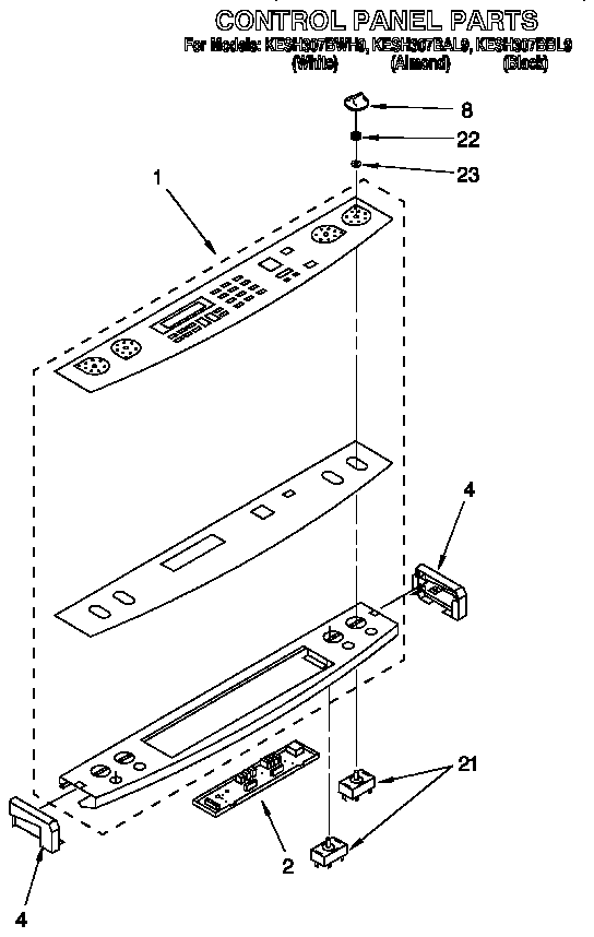 KitchenAid KESH307BBL9 control panel diagram