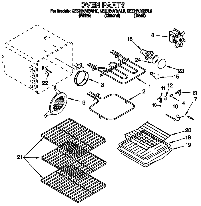 KitchenAid KESH307BBL9 oven diagram
