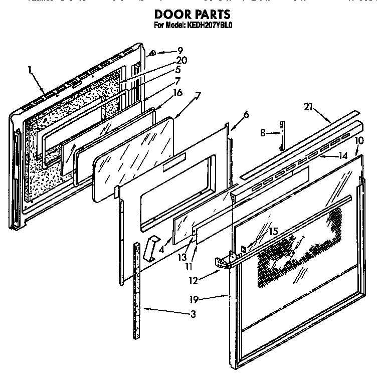 KitchenAid KEDH207YWH0 door diagram