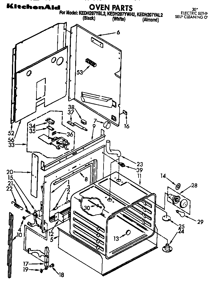 KitchenAid KEDH207YBL2 oven parts diagram