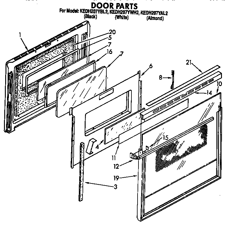 KitchenAid KEDH207YBL2 door diagram
