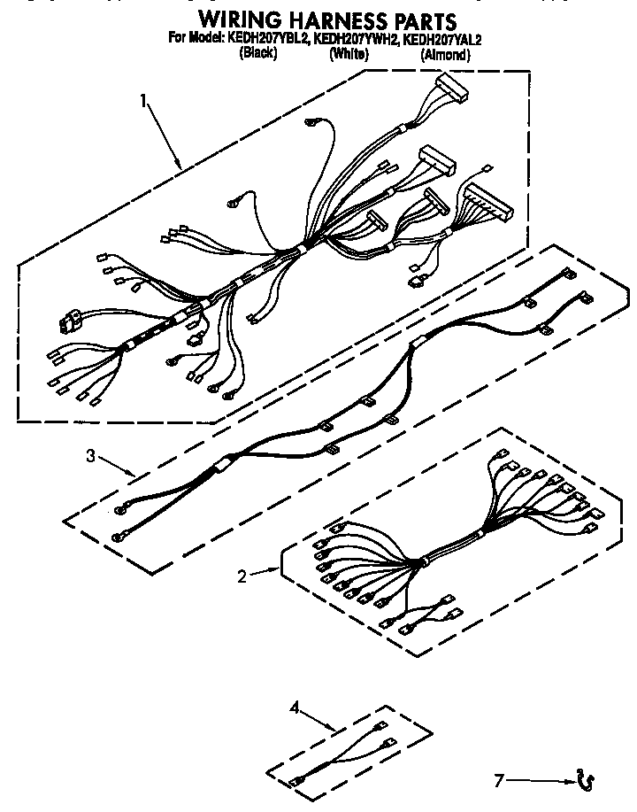 KitchenAid KEDH207YBL2 wiring harness diagram