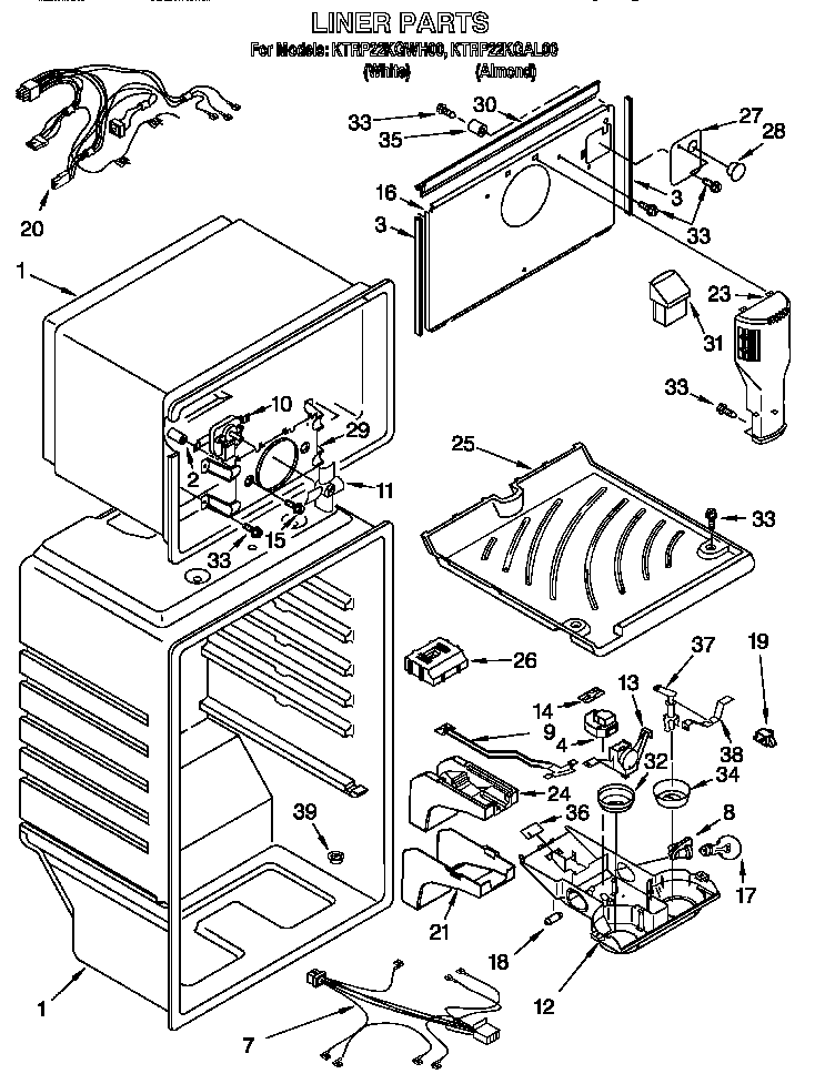 KitchenAid KTRP22KGAL00 liner diagram