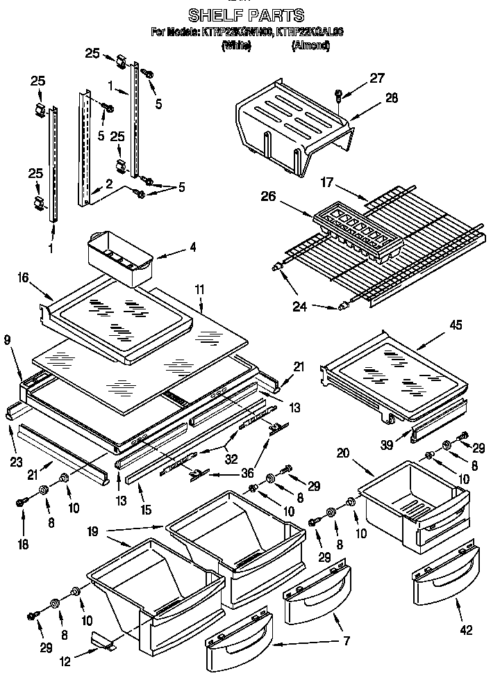 KitchenAid KTRP22KGAL00 shelf diagram