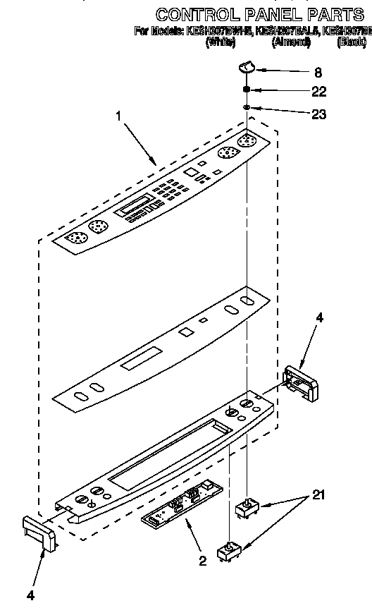 KitchenAid KESH307BAL5 control panel diagram