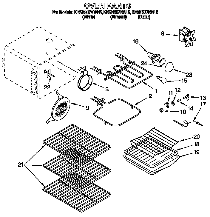 KitchenAid KESH307BAL5 oven diagram
