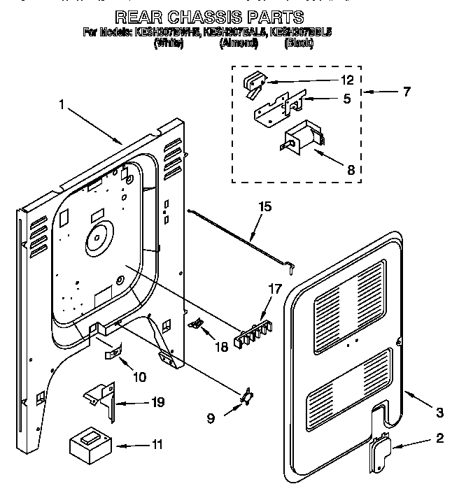 KitchenAid KESH307BAL5 rear chassis diagram