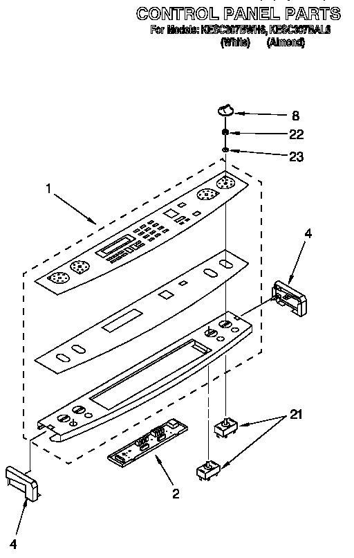 KitchenAid KESC307BAL6 control panel diagram