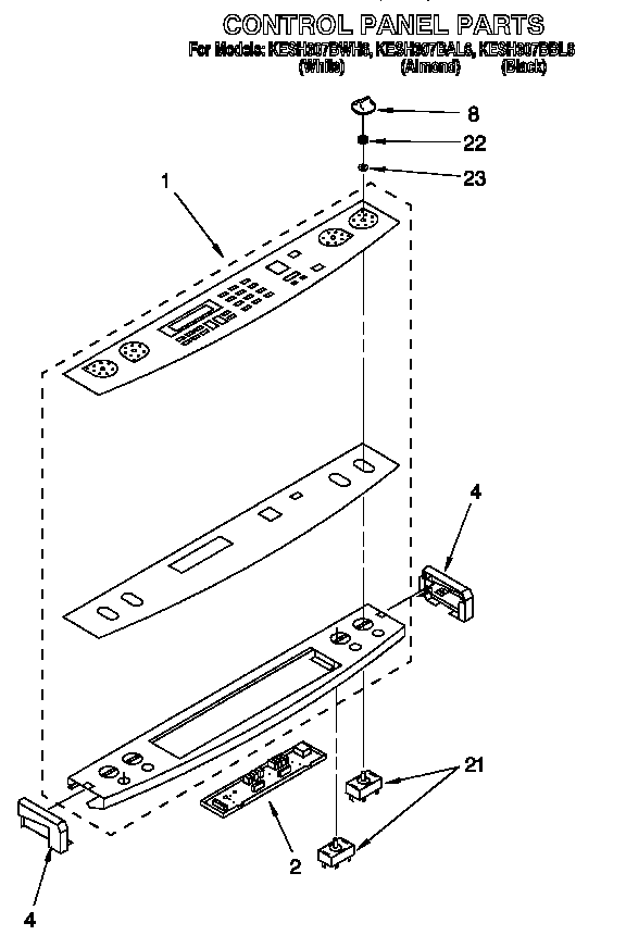 KitchenAid KESH307BBL6 control panel diagram